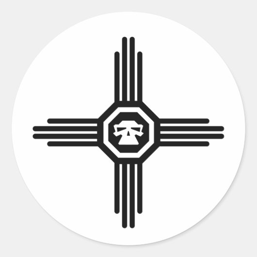 Zia-Schädel 1 Runder Aufkleber (Vorderseite)