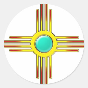 Zia Sonne - Zia Pueblo - Kraft Symbol Runder Aufkleber