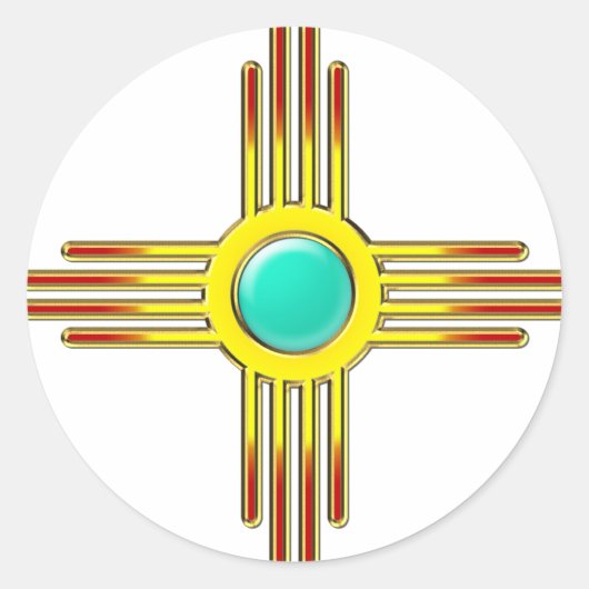 Zia Sonne - Zia Pueblo - Kraft Symbol Runder Aufkleber (Vorderseite)