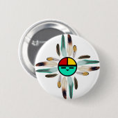 Zia Sun God with Feathers Button (Vorne & Hinten)