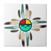 Zia Sun God with Feathers Fliese (Vorderseite)