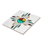 Zia Sun God with Feathers Fliese (Seite)