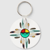 Zia Sun God with Feathers Schlüsselanhänger (Vorderseite)