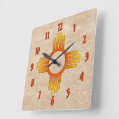 Zia (Sun) Quadratische Wanduhr (Winkel)