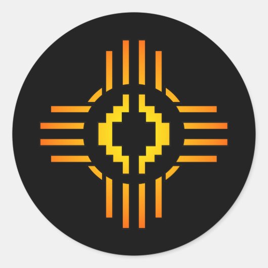 Zia Sun Sign Runder Aufkleber (Vorderseite)