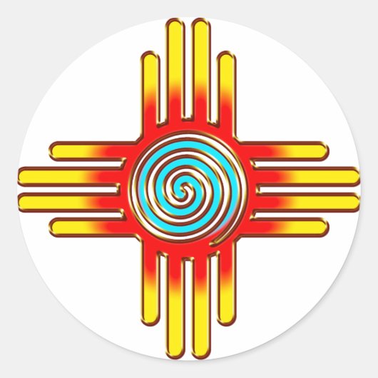 Zia Sun - Zia Pueblo - New Mexico Runder Aufkleber (Vorderseite)