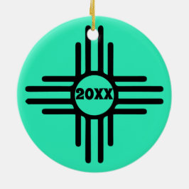 Zia Symbol Add Christmas Tree Türkis Holiday Keramik Ornament