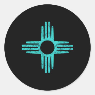 Zia Symbol New Mexico Turquoise Runder Aufkleber