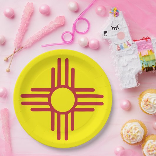 Zia Symbol Red and Yellow Fiesta Party Pappteller (Party)