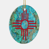 Zia Symbol Turquoise Jahr Weihnachtsbaum Keramik Ornament (Rechts)