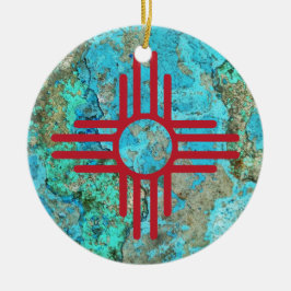 Zia Symbol Turquoise Jahr Weihnachtsbaum Keramik Ornament