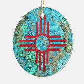 Zia Symbol Turquoise Jahr Weihnachtsbaum Keramik Ornament (Links)