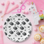 Ziak-Muster mit Kinosymbolen und Klappbrett Pappteller (Party)