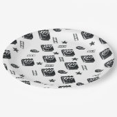 Ziak-Muster mit Kinosymbolen und Klappbrett Pappteller (Schrägansicht)