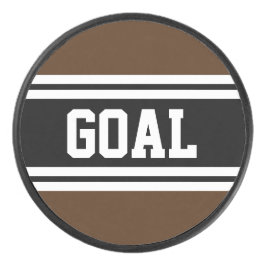 ZIAL Bold Sporty Brown Schwarz-weiß Racing Stripes Eishockey Puck