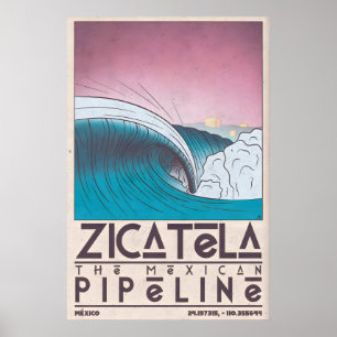 Zicatela-Strand-Wandkunst Küsten-Surf-Druck Poster