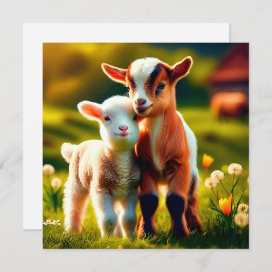 Zicklein Feiertagskarte (Vorne/Hinten)