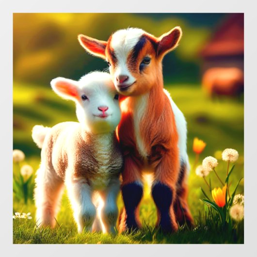 Zicklein Fensteraufkleber (Blatt)