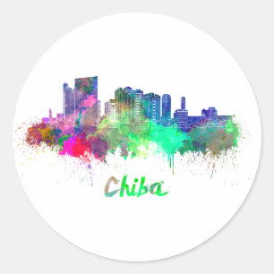 Zicklein skyline im Watercolor Runder Aufkleber