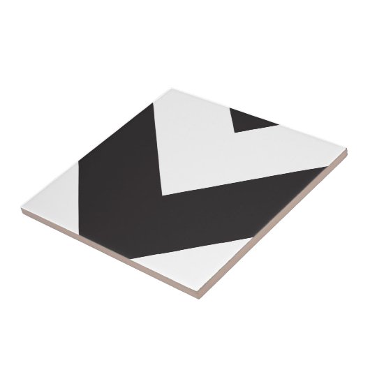 Zickzack 1 Schwarzweiss Fliese (Seite)