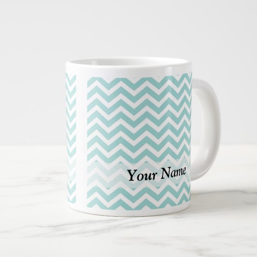 Zickzack Aqua-Muster Jumbo-Tasse (Vorderseite Rechts)