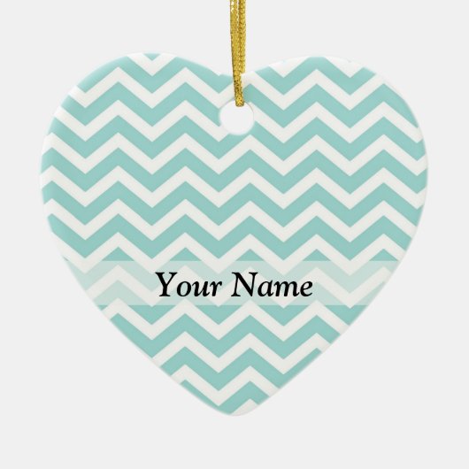 Zickzack Aqua-Muster Keramikornament (Vorne)