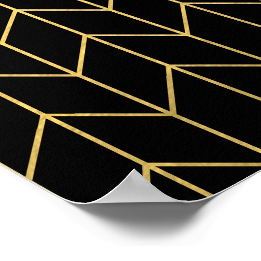 Zickzack auf schwarzem Hintergrund Moderner Chic Poster (Ecke)