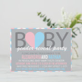 Zickzack Baby-Geschlecht decken Party Einladung (Stehend Vorderseite)