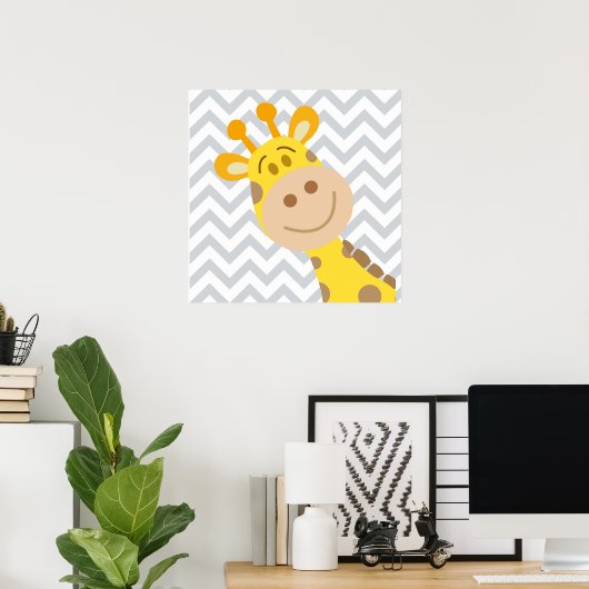 Zickzack Baby Giraffe Kinderzimmer Wall Art Poster (Heimbüro)