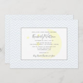 Zickzack Babydusche auf Mond und Stars | Blau Einladung (Vorne/Hinten)