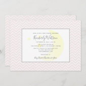 Zickzack Babydusche auf Mond und Stars | Rosa Einladung (Vorne/Hinten)