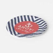 Zickzack Babydusche der Marine und Red Nautical Pappteller (Schrägansicht)