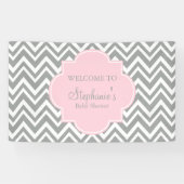 Zickzack Babydusche in Grau, Weiß und Pastellrosa Banner (Horizontal)