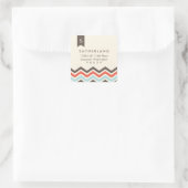 Zickzack Banner-Monogramm-Adressenkennzeichen Quadratischer Aufkleber (Tasche)