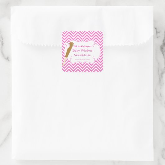 Zickzack Baseball-Baby-Duschbad in Rosa/Weiß Buchz Quadratischer Aufkleber (Tasche)