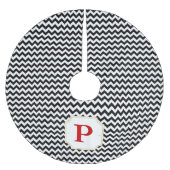 Zickzack Baum-Rock - Schwarzes Polyester Weihnachtsbaumdecke (Vorderseite)