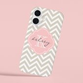 Zickzack, beige und rosa Monogramm Case-Mate iPhone Hülle