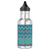 Zickzack blaue Töne Edelstahlflasche (Rechts)