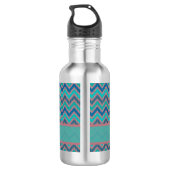 Zickzack blaue Töne Edelstahlflasche (Rückseite)