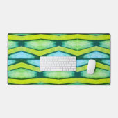 Zickzack blaue und grüne Grafik Schreibtischunterlage (Tastatur & Maus)