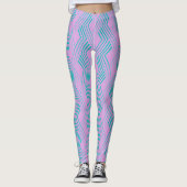Zickzack Blauer grüner Stroke Vertical Zigzag Leggings (Vorderseite)