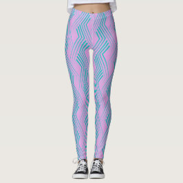 Zickzack Blauer grüner Stroke Vertical Zigzag Leggings