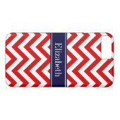 Zickzack blauer Name Monogram Case-Mate iPhone Hülle (Rückseite (Horizontal))