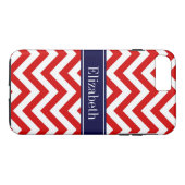 Zickzack blauer Name Monogram Case-Mate iPhone Hülle (Rückseite (Horizontal))