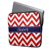 Zickzack blauer Name Monogram Laptopschutzhülle (Vorderseite Links)
