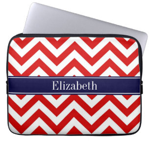 Zickzack blauer Name Monogram Laptopschutzhülle