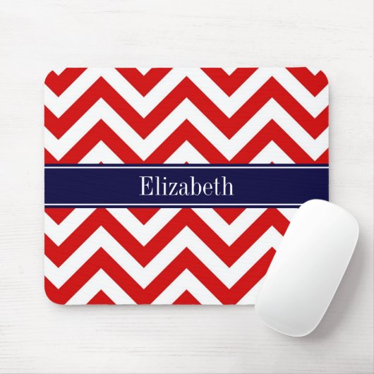 Zickzack blauer Name Monogram Mousepad (Mit Mouse)