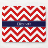 Zickzack blauer Name Monogram Mousepad (Vorne)