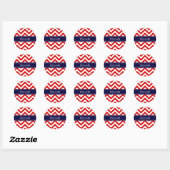 Zickzack blauer Name Monogram Runder Aufkleber (Blatt)