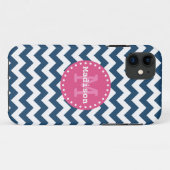 Zickzack blaues Rosa Zigzag Monogram Case-Mate iPhone Hülle (Rückseite (Horizontal))
